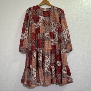 Patchwork Long Sleeve Dress